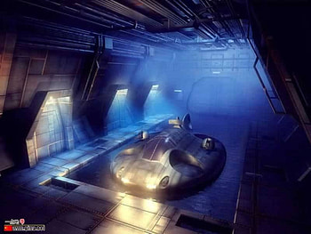 Adventure Sub, adventure, lights, building, water, submarine HD wallpaper