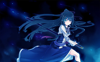 Yamiyo Ni Odore, female warrior, anime, original, anime warrior, pretty girl, katana blade, dress HD wallpaper