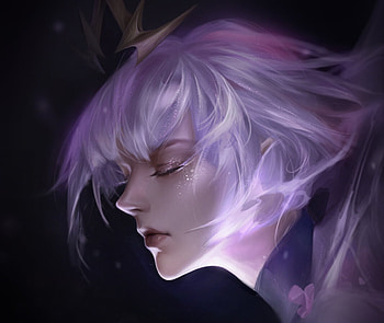 Fantasy girl, blue, rishengrisheng, frumusete, art, girl, dark, pink, fantasy, face, luminos HD wallpaper