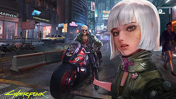 Cyberpunk 2077 Selfie Girl With Biker , cyberpunk-2077, games HD wallpaper