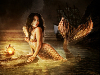 Mermaid goodbye, sea, mermaid, fantasy, woman HD wallpaper