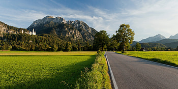 Nature, Trees, Mountains, Lock, Road, Asphalt, Field HD wallpaper