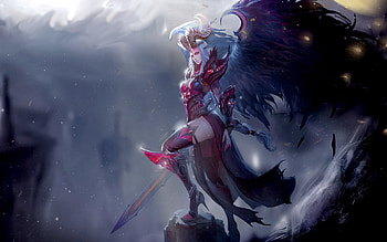Dmoness, wings, horns, fantasy, girl, luminos, dark, demon HD wallpaper