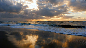 Sunset, sea, nature, beach HD wallpaper