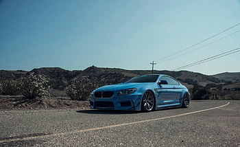 BMW-6-Series, Beamer, Loswered, Blue, Custom Wheels HD wallpaper