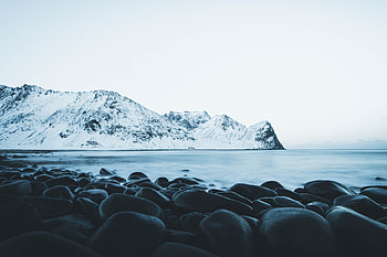 Nature, Stones, Mountains, Lake, Snow Covered, Snowbound HD wallpaper