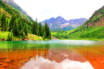 Maroon Bells, Forest, Stones, USA, Water, Lake, Colorado HD wallpaper