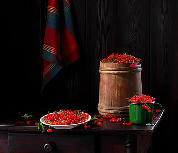 Still life, Mug, Berries, Towel, Table HD wallpaper