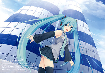 Hatsune Miku, awesome, uniform, artistic, nice, digital, cg, hatsune, aqua eyes, sexy, outfit, white, art, twintail, thigh highs, hot, skyscraper, girl, headset, singer, aqua, anime girl, anime, pretty, twin tail, virtual, stockings, blue, black, song, heads, leggings, cute, vocaloid, beauty, miku, buildings, music, vocaloids, thighhighs, program, skirt, beautiful, diva, tie, aqua hair, cool, clouds, sky, idol, micro HD wallpaper