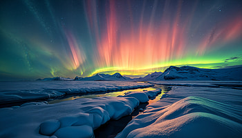 Stunning Arctic Aurora: Ultra, arctic, aurora borealis, Northern Lights, winter landscape, snow HD wallpaper