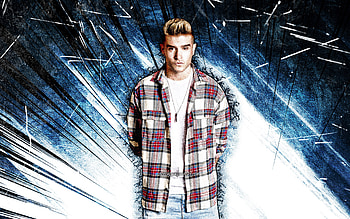 Danny Avila, grunge art, music stars, spanish DJs, superstars, blue abstract rays, spanish celebrity, Danny Avila HD wallpaper