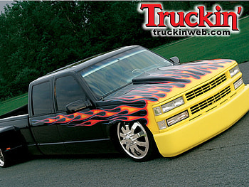 C3500, low, flames, truck HD wallpaper