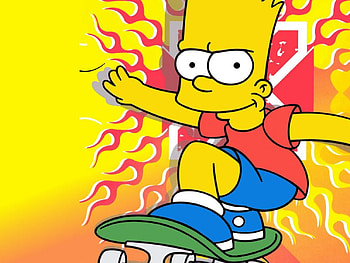 Flame on Bart, simson, flames, bart HD wallpaper