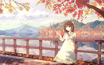 Enjoy the spring day, good weather, anime, water, moutains HD wallpaper