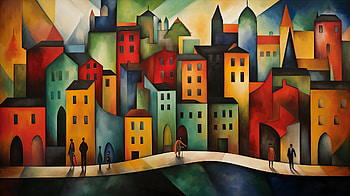 Colorful Expressionist Cityscape, artistic, Expressionism HD wallpaper