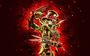 Grub, , red neon lights, Overlord, artwork, Overlord characters, Grub Overlord, Minions Overlord, Grub minion HD wallpaper