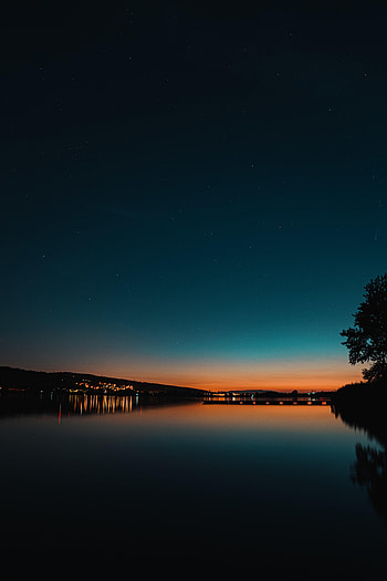 Water, Night, Lights, Reflection, Dark HD phone wallpaper