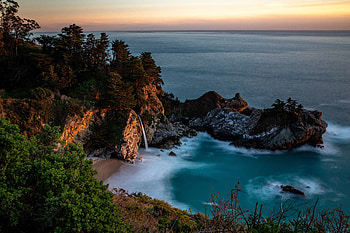 Bay, rocks, waterfall, nature HD wallpaper