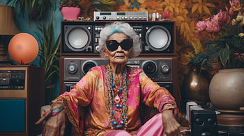 Hip Grandmother with Boombox - AI Art, AI Art, woman, Grandmother HD wallpaper