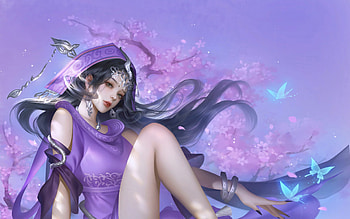 Fantasy girl, purple, pink, frumusete, fantasy, arden, luminos, girl HD wallpaper
