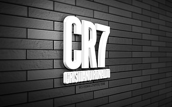 Cristiano Ronaldo 3D logo, , gray brickwall, creative, football stars, CR7 logo, Cristiano Ronaldo logo, 3D art, Cristiano Ronaldo, CR7 HD wallpaper