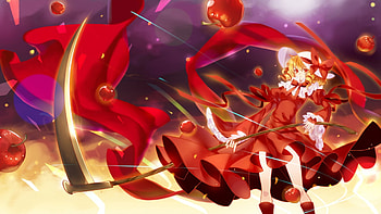 Elly, Girl, Scythe, Red, Apples, Touhou HD wallpaper