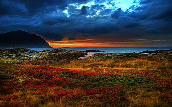 Landscape, Sunset, Sea HD wallpaper