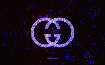 Gucci glitter logo, , black background, Gucci logo, purple glitter art, Gucci, creative art, Gucci purple glitter logo HD wallpaper