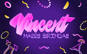 Happy Birtay Vincent, , Purple Party Background, Vincent, creative art, Happy Vincent birtay, Vincent name, Vincent Birtay, Birtay Party Background HD wallpaper