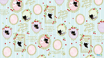 Kutusita Nyanko Cat and Strawberry HD wallpaper