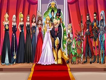 wedding day, videogame, peach, nintendo, samus, cute, girl, fox, wedding, daisy, zelda, funny, women, bowser, female HD wallpaper