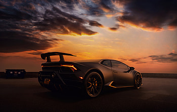 Lamborghini Epic Sunset , lamborghini, sunset, cars, behance, 2022-cars HD wallpaper