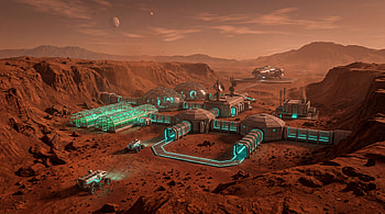 Crimson Horizon — Mars Colony HD wallpaper