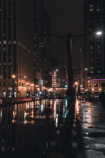 City Lights, Cities, Architecture, Usa, Night City, United States, Street, Chicago HD phone wallpaper