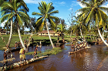 People, Nature, Water, Palms, Boats, Shore, Bank, Tribe, Aborigines HD wallpaper