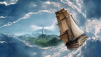 Ship Sailing In The Clouds Heavenly . HD wallpaper