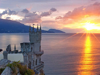 Landscape, Sea, Sun, Architecture, Castles HD wallpaper