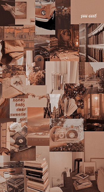 Brown collage, aesthetic HD phone wallpaper