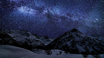 Preview winter, sky, stars, nature, night HD wallpaper