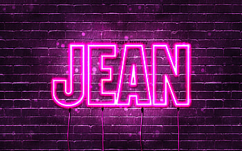 Happy Birtay Jean, , pink neon lights, Jean name, creative, Jean Happy Birtay, Jean Birtay, popular french female names, with Jean name, Jean HD wallpaper