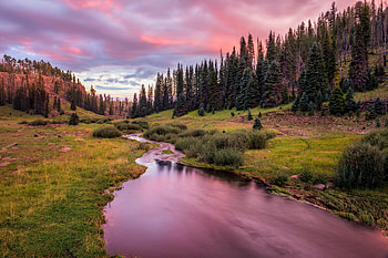 Sunset, river, sky, nature HD wallpaper