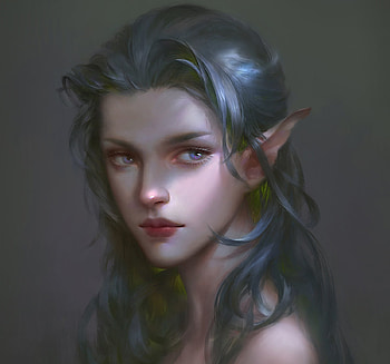Elf girl, elf, blue, fantasy, art, face, ying yelu, girl HD wallpaper