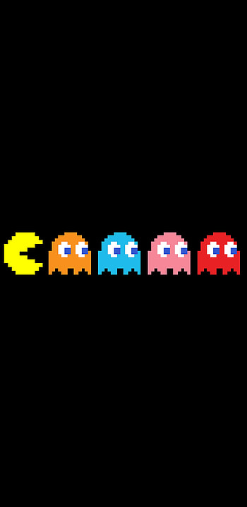 Pac-Man, orange, amoled, ghost, Nintendo, Bandai, pakman, pacman, Namco, Atari HD phone wallpaper