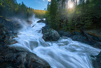 Fresh Water, waterfall, water, tree, mountain HD wallpaper