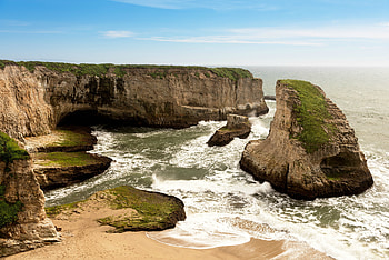 Shark Fin Cove, California, nature, rocks, usa, beach HD wallpaper