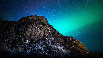 Nature, Night, Mountain, Starry Sky, Aurora Borealis, Northern Lights HD wallpaper