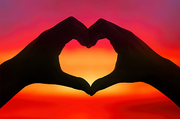 Hands Love Heart Silhouette Shape At Sunset, love, heart, silhouette, Romantic, Valentine's Day HD wallpaper
