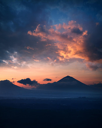 Twilight, Clouds, Mountain, Dark, Fog, Dusk HD phone wallpaper