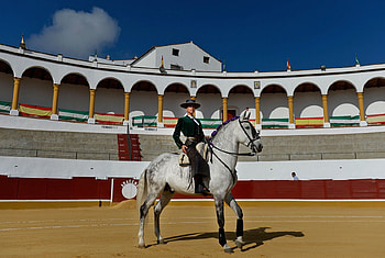 Rejoneadora, Aracena, Bullring, Huelva, 25 February 2018, Spain, Mounted bullfighter HD wallpaper
