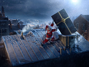 Santa Claus Chimne Present Delivery, santa-claus, christmas, celebrations, gift, behance HD wallpaper
